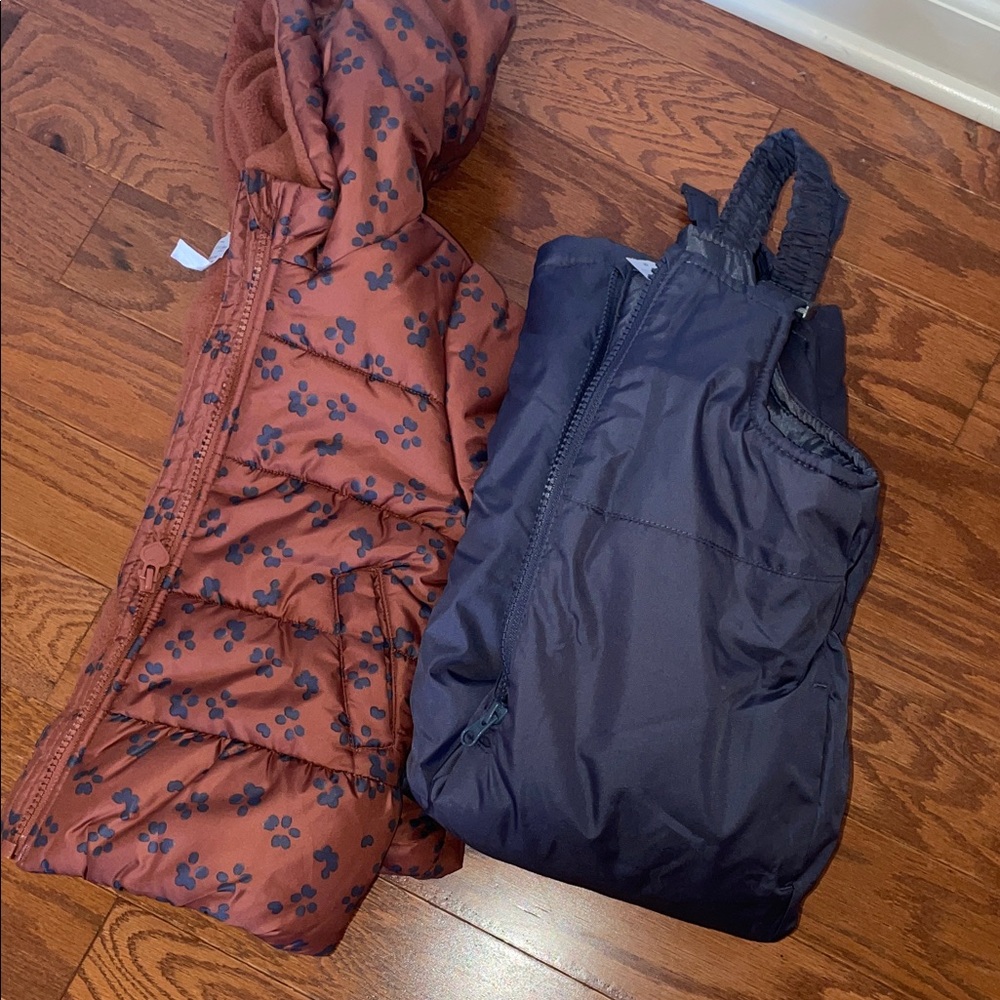 Animal Print Brown and Black Puffer Jacket Snowsuit Set